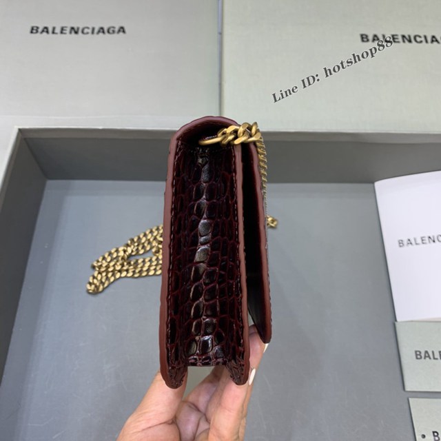 Balenciaga巴黎世家專櫃爆款鱷魚紋牛皮斜挎單肩woc鏈條包 fyj1510